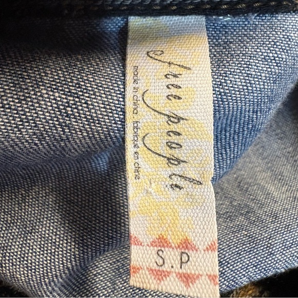 Free People 100% Cotton Plaid Button-Up Shirt with Denim Accents - Picture 3 of 4